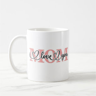 Tasse de la fête des mères rose blanc je t'aime ma
