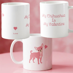 Tasse de la Saint-Valentin Chihuahua Rose Pastel,