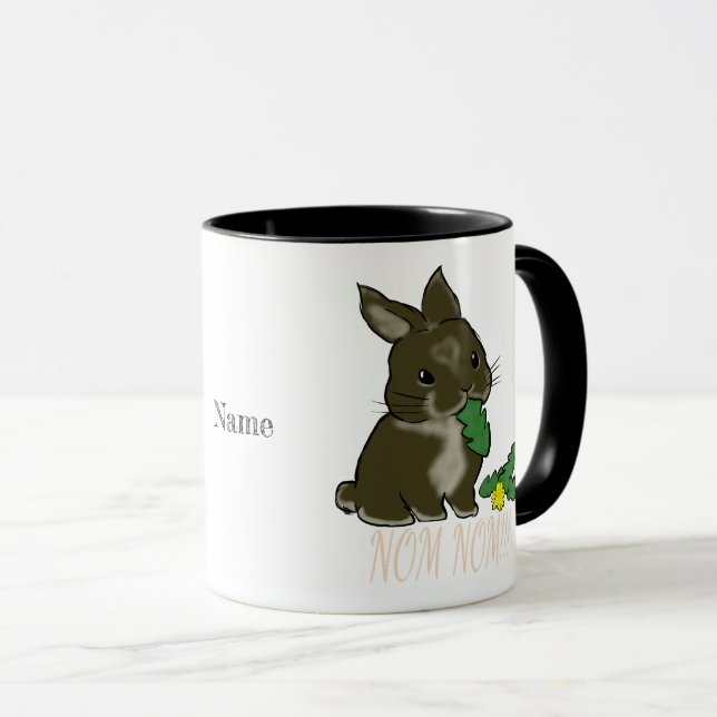 Tasse de lapin Rex mangeant un pissenlit (Devant droit)