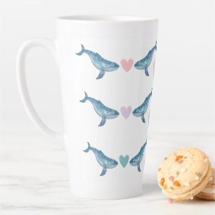 Tasse de latte 17oz baleine à bosse cœurs arc-en-c