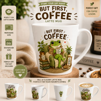 Tasse de Latte Amour du Café Grenouille Mignonne |