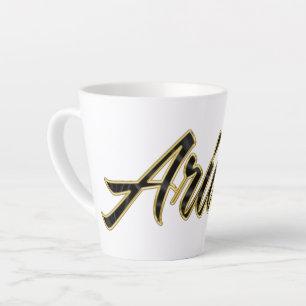 Tasse de latte Ariane Black Gold Lettering