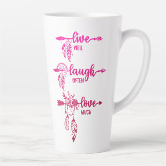 Tasse de latte bohème ombrée rose 'Vive, Riez, Aim