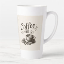 Tasse de latte Café au temps 12 & 17 oz