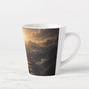 Tasse de Latte de Paysage de Coucher de Soleil de