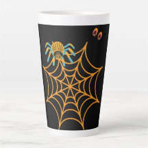 tasse de latte en toile d'araignée noire tendance