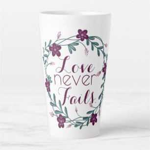 Tasse de latte « L'amour ne manque jamais »