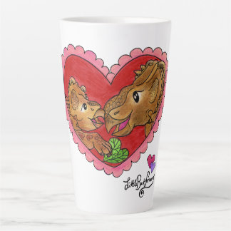 Tasse de latte Mère et Fille Dinosaure Cœur Douce