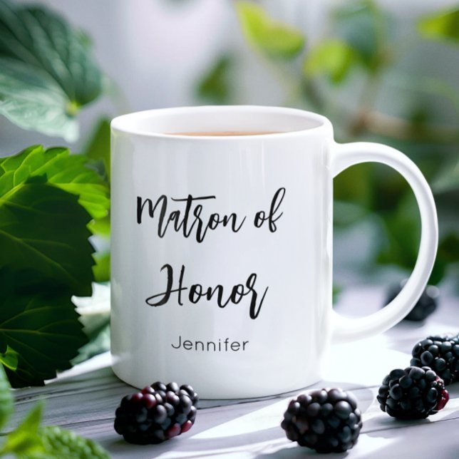 Tasse de mariage noir et blanc de la Matrone d'hon (Créateur téléchargé)