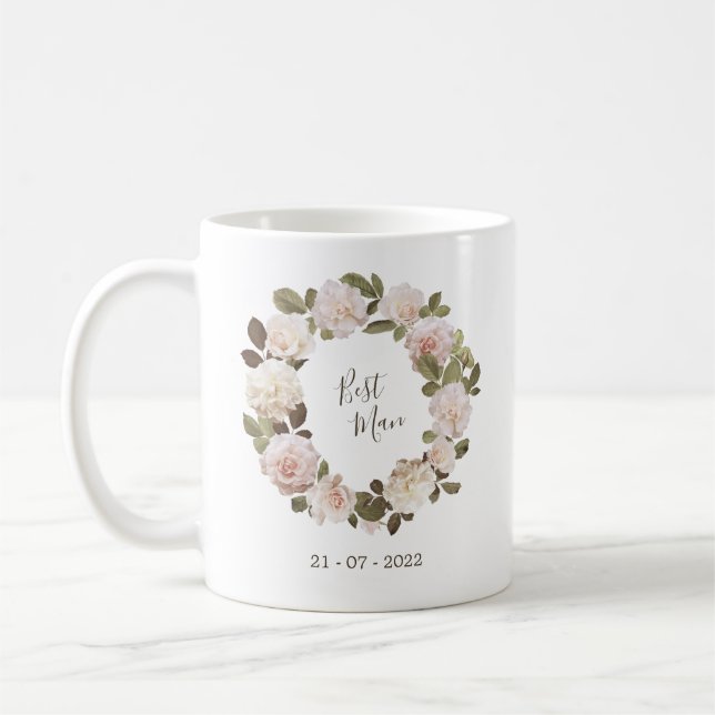 Tasse de Mariage pour le Témoin avec Roses Françai (Gauche)