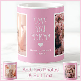 Tasse de message photo rose moderne pour la fête d