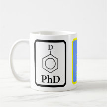 Tasse de molécule de PhD de bleu et d'or