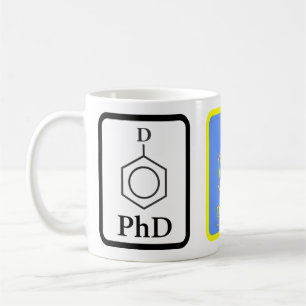 Tasse de molécule de PhD de bleu et d'or