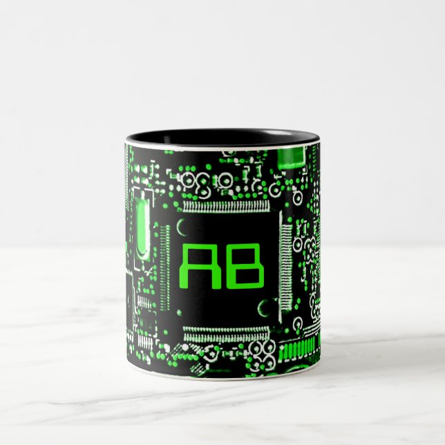 Tasse de monogramme du vert 2 de circuit (Centre)