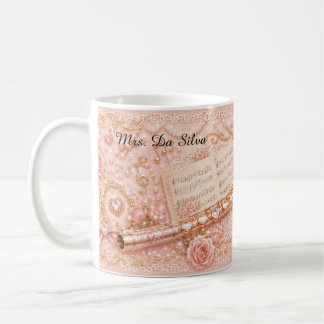 Tasse de musique à flûte rose florale