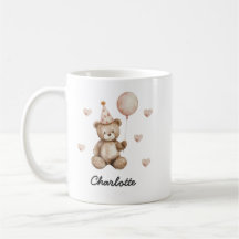 Tasse de naissance en ours en peluche personnalisé