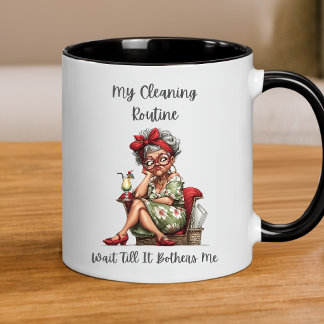 Tasse de nettoyage drôle pour elle - Ma routine de