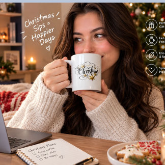Tasse de Noël au vert menthe élégant avec dorure v