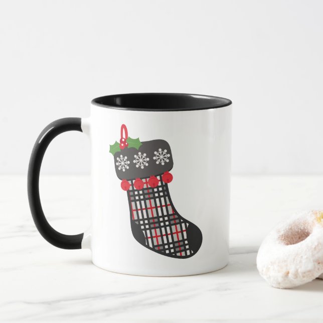 Tasse de Noël avec le bas de plaid (Avec donut)