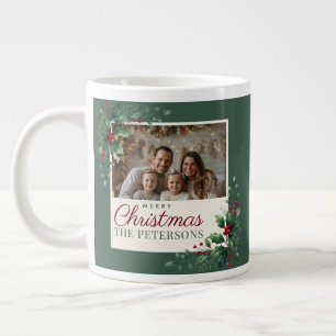 Tasse de Noël avec photo botanique verte classique