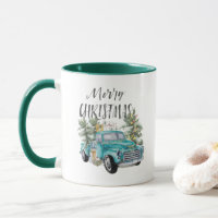 Tasse de Noël Camion de Ferme Bleu Rustique