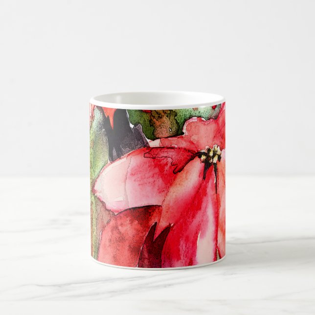 Tasse de Noël de 3 poinsettias (Centre)