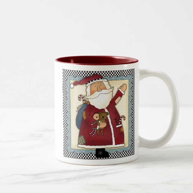 Tasse de Noël de pays de Père Noël de patchwork (Droit)