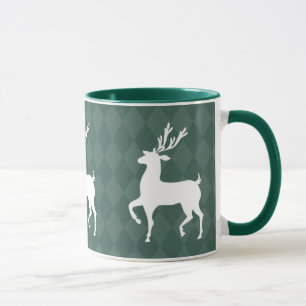 Tasse de Noël de renne de vert forêt