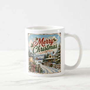 tasse de noël paysage vintage