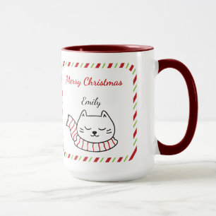 Tasse de Noël personnalisée avec un chat mignon