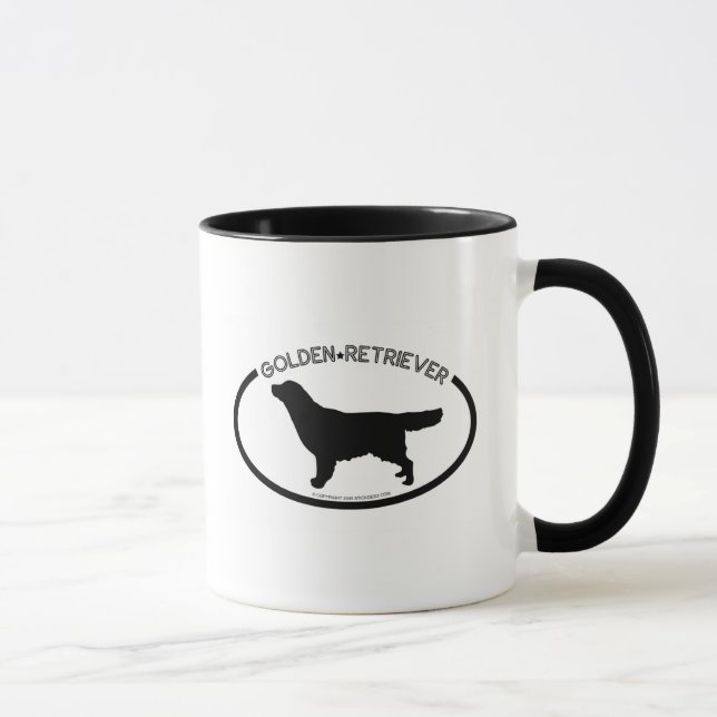 Tasse de noir de silhouette de golden retriever (Droite)