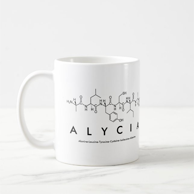 Tasse de nom de peptide d'Alycia (Gauche)