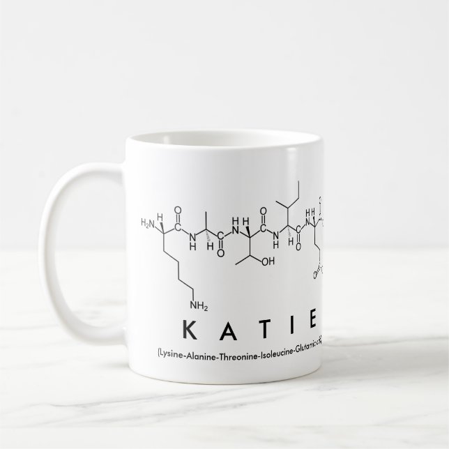 Tasse de nom de peptide de Katie (Gauche)