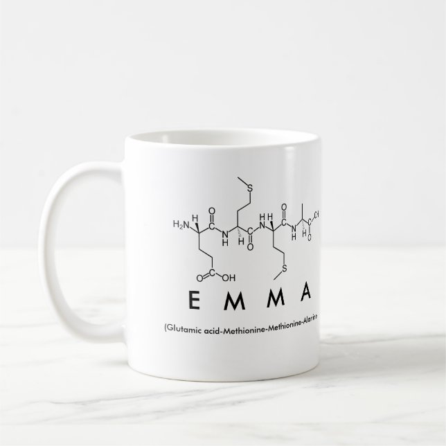 Tasse de nom de peptide d'Emma (Gauche)