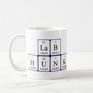 Tasse de nom de table périodique de gros morceau