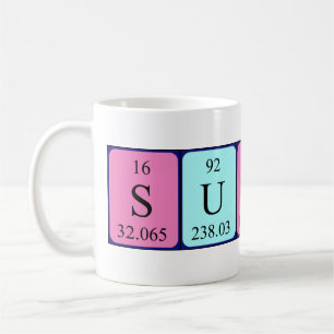 Tasse de nom de table périodique ensoleillée