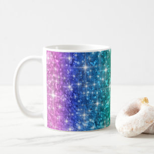 Tasse de parties scintillantes d'arc-en-ciel
