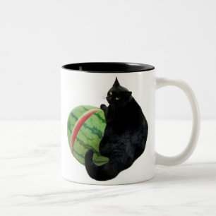 Tasse de pastèque de chat noir