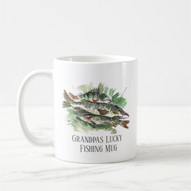 Tasse de pêche chanceuse des grands-pères | Broche (Gauche)