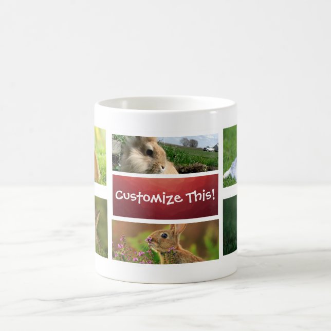 Tasse de photo de collage de lapin (Centre)
