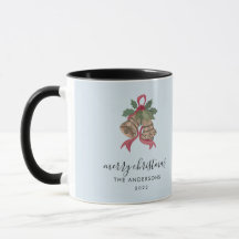 Tasse de photo de Noël à écriture moderne noire