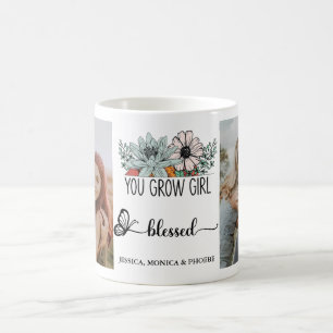 Tasse de photo florale "You Grow Girl Blessed"