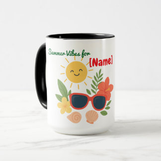 Tasse de plage d'été mignonne personnalisée avec n