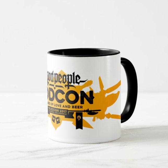 Tasse de Podcon 2017 ! - noir sur le long logo (Devant droit)