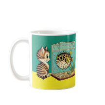 Tasse de poisson de chat et de Puffer