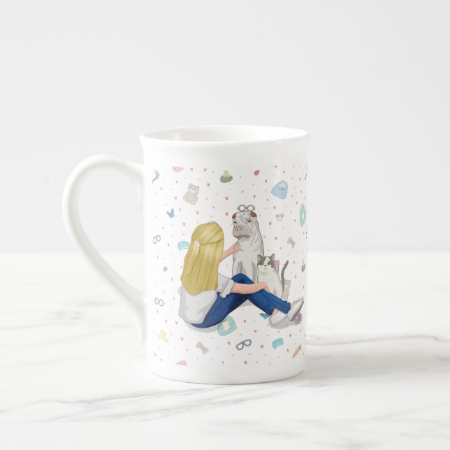 Tasse de porcelaine tendre d'Anniepaddington - art (Gauche)