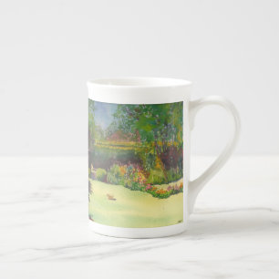 Tasse de porcelaine tendre d'aquarelle du jardin