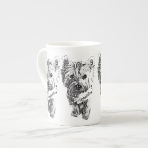 Tasse de porcelaine tendre de croquis de Westie