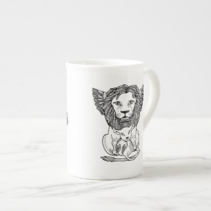 Tasse de porcelaine tendre de lion et de fuite