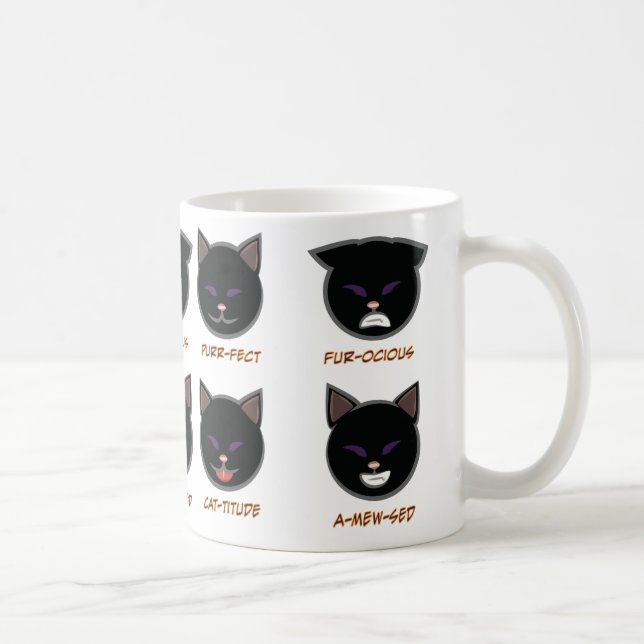 Tasse de Punny Halloween de chat noir (Droite)